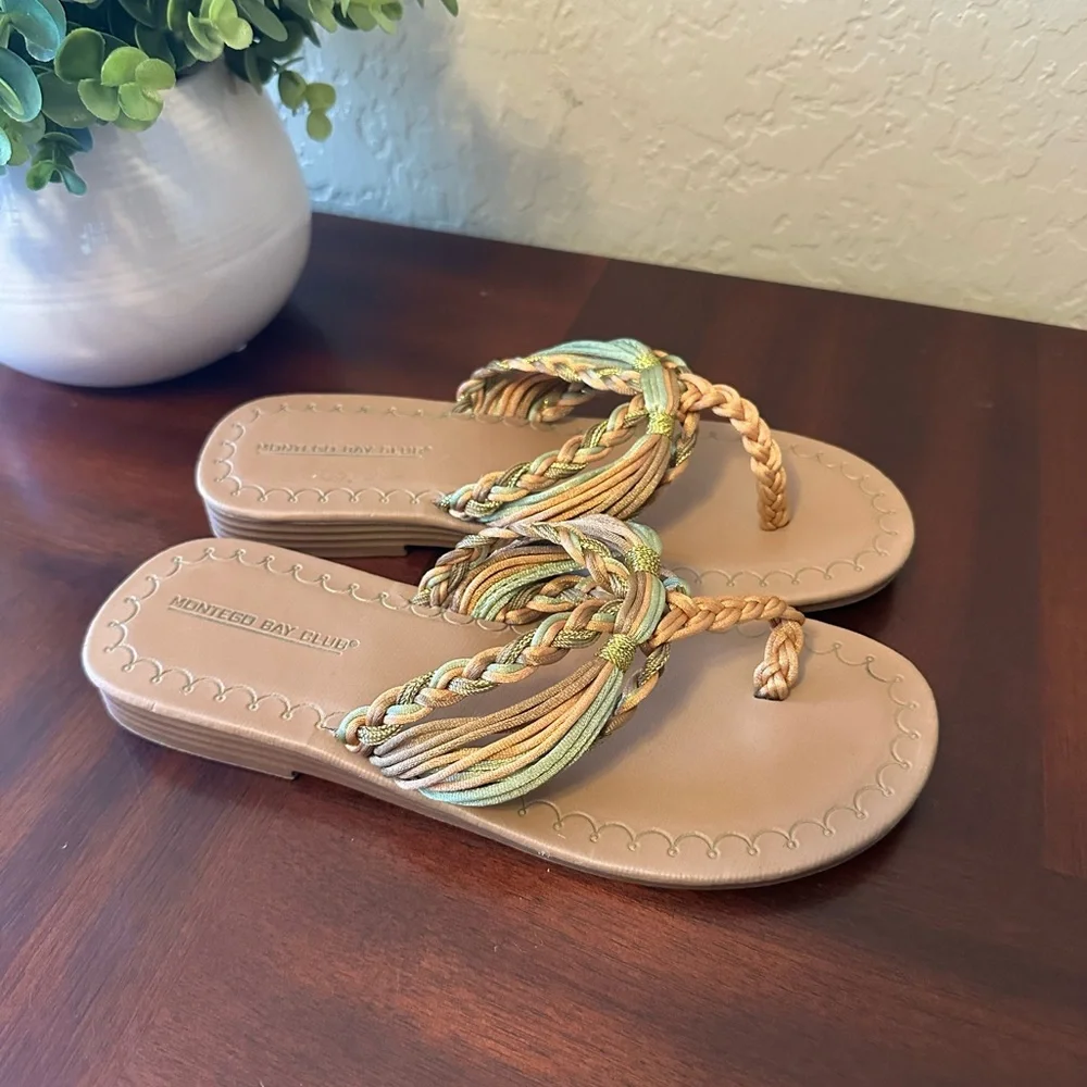 Montego Bay Club Tan and Green Sandals with Elegant Design - Picture 2 of 7